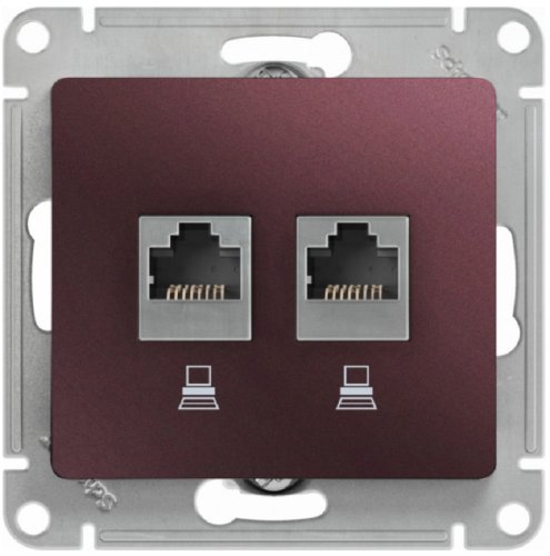 Розетка компьютерная без рамки Systeme Electric Glossa 2-м. RJ45+RJ45 5e баклажан картинка